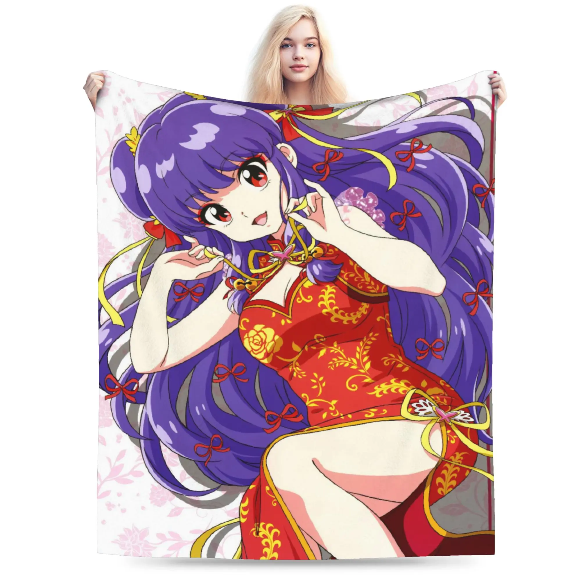Ranma 1/2 manta de champú de Anime japonés franela primavera otoño manta cálida multifunción para ropa de cama colchas de viaje