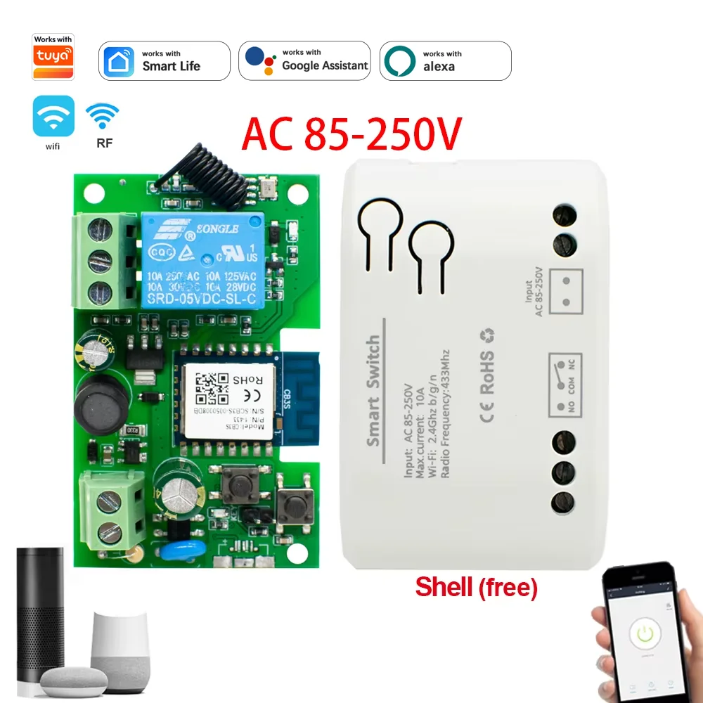 4ch Wifi Relais Smart Wireless 250 Fernbedienung Schalt modul 7-32V 85-220V 110V 2200 V W 10a DIY Licht motor Empfänger Funktioniert mit Tuya Alexa
