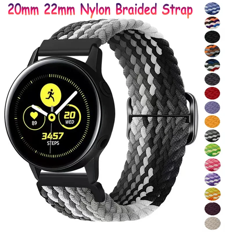 20 mm 22 mm geflochtenes Nylonarmband für Samsung Watch 4 5 6 7/Huawei Watch 5 GT5-4-3 Pro elastisches Armband für Amazfit Active 2/Bip 5 6