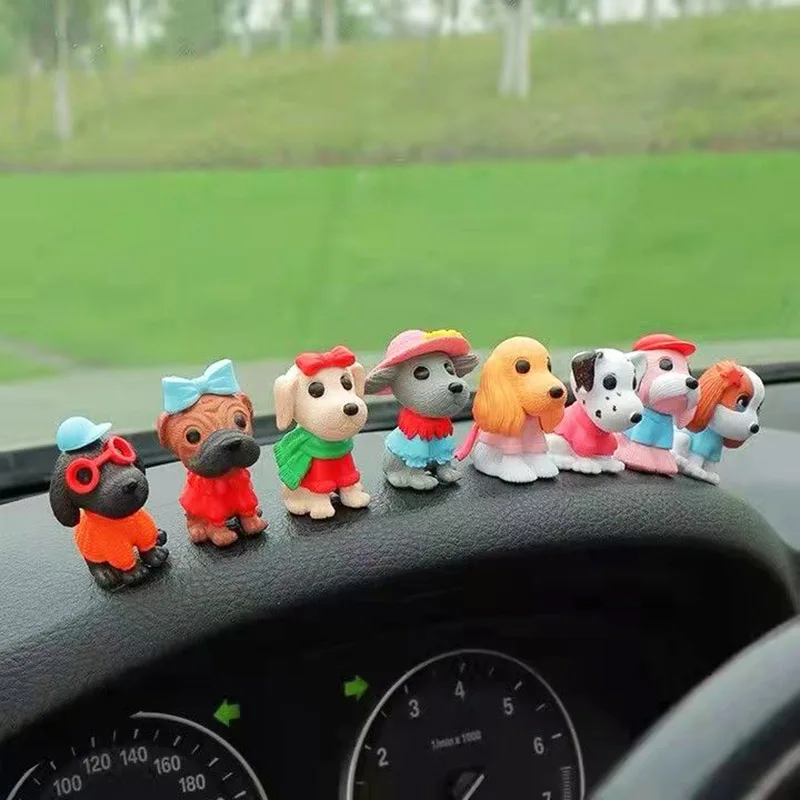 

New Car Interior Decoration Ornaments Cartoon Cute Doll PVC Pets Puppy Toys Creative Car Panel Dashboard Decoration Accessories