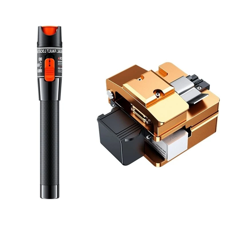 AS63-Optical Fiber Cleaver,High Precision FTTH Fiber Optic Cutter With Scrap Collector And10mw Red Light Fiber Optic Test Pen
