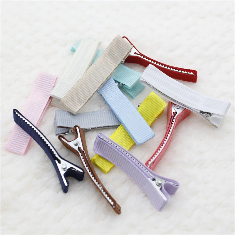 20 Handmade All-inclusive Cloth 5cm Multi-color Duckbill Clip Metal Girl Children Hairpin Jewelry Accessories Wholesale HA01