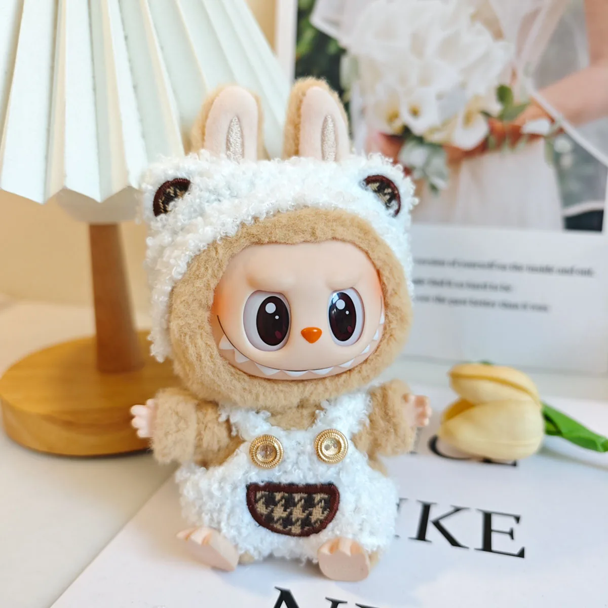 

17cm Mini Plush Doll'S Clothes Outfit Accessories For Labubu Idol Dolls White Lamb set Clothing Gift