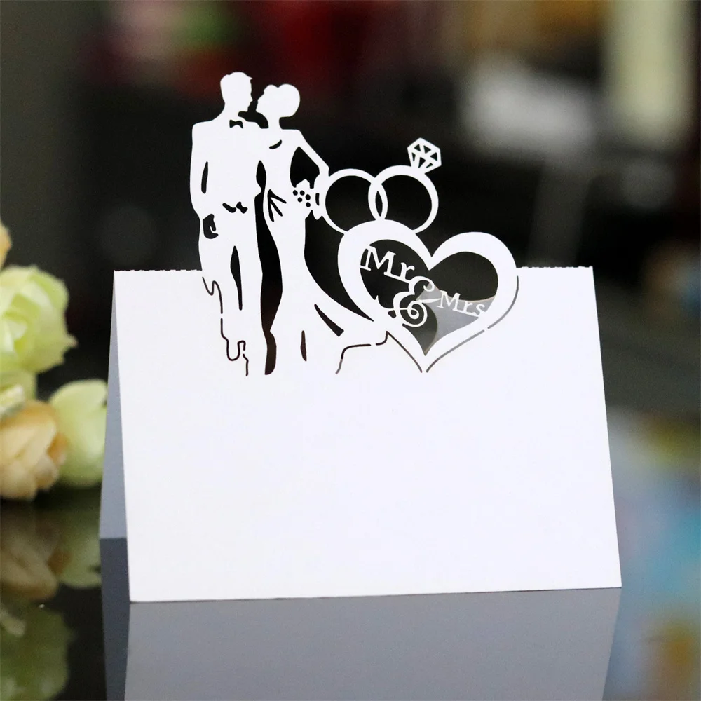 

50pcs White Lace Name Place Cards Wedding Decoration Table Decor Table Name Message Greeting Card Party Anniversary Decoration