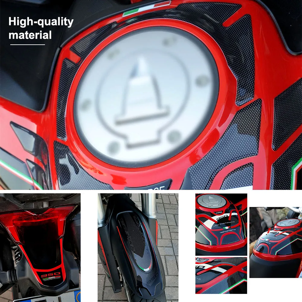 Fuel Tank Protection Stickers Kit, Resina 3D, Impermeável, Anti-Scratch Protector, Ducati Multistrada 950, 2018, 2019, 2020