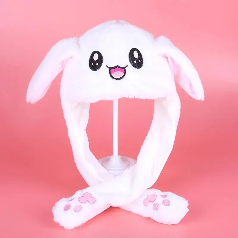 1Pcs Glowing Rabbit Hat Cute Plush Hat With Ears That Move Children\'S Plush Toy Holiday Gift Cosplay Rabbit Ears Sports Hat