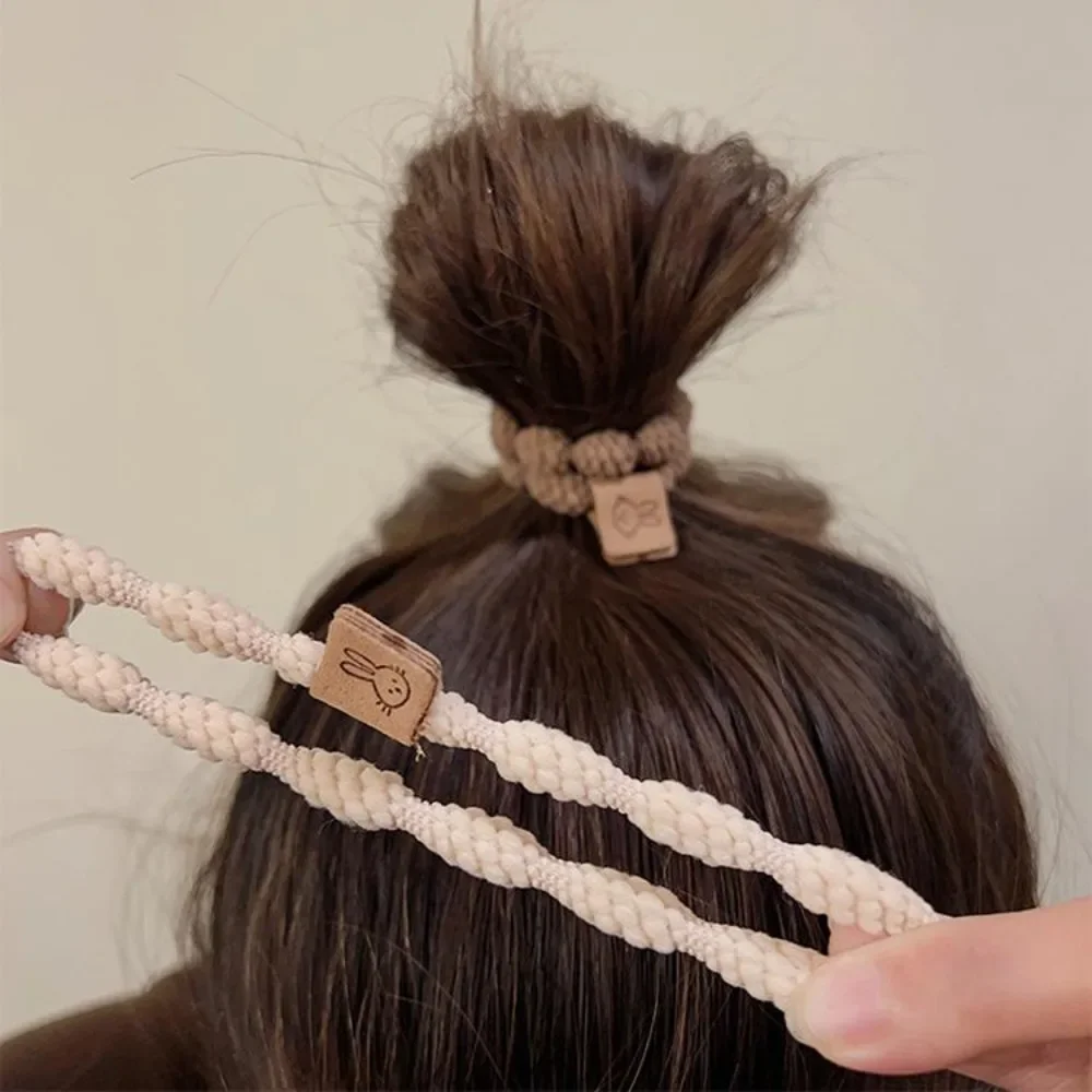 5 sztuk/zestaw proste serce kulki Charms Scrunchie brak uszkodzeń elastyczne plecione gumki do włosów liny kobiety dziewczęta kucyk Holder opaski gumowe — zdjęcie 4