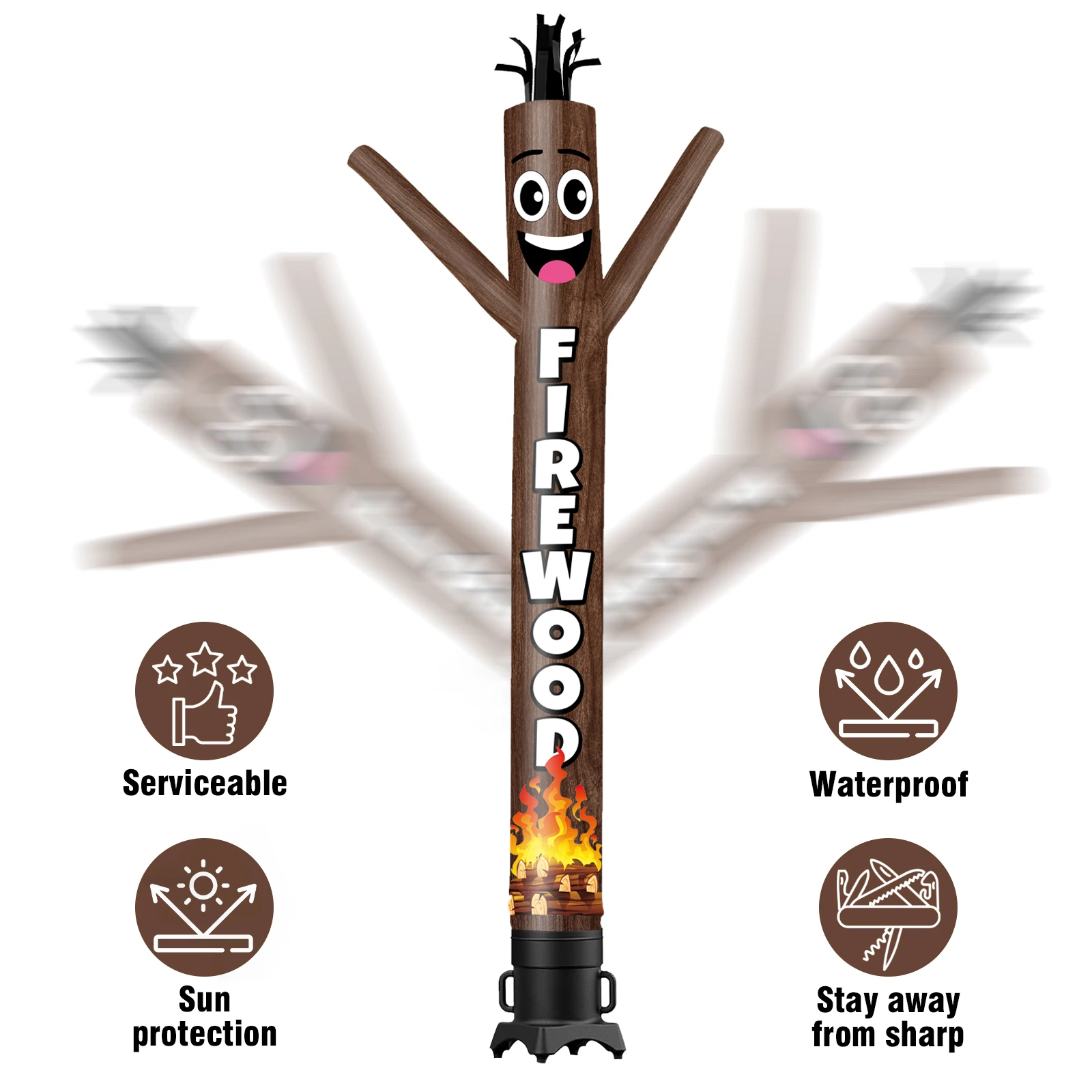 6/10/15/20FT Tall Inflatable Firewood Dancing Guy for Outdoor Decoration Advertising(Blower Not Included)