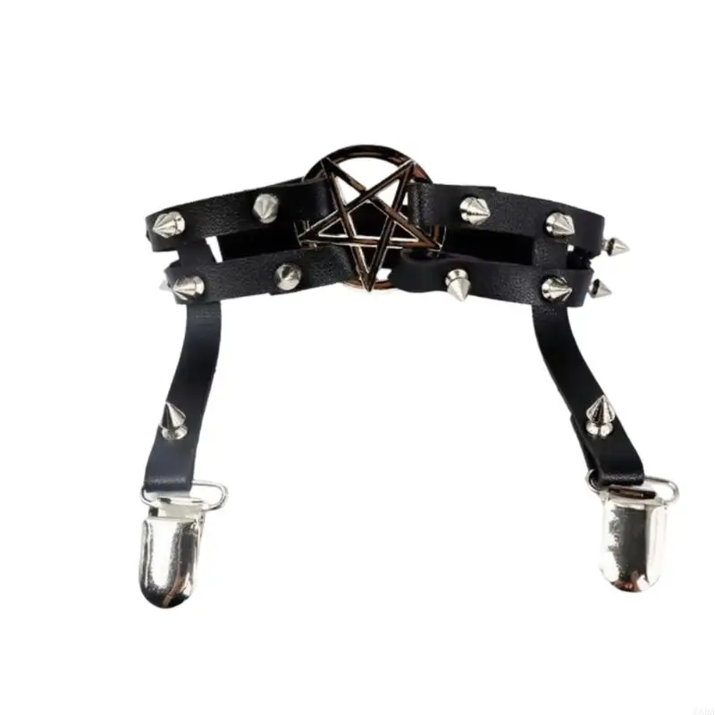 Golpta pierna correa muslo punk ajustable para mujeres adolescentes y remaches metal con tachuelas para evento