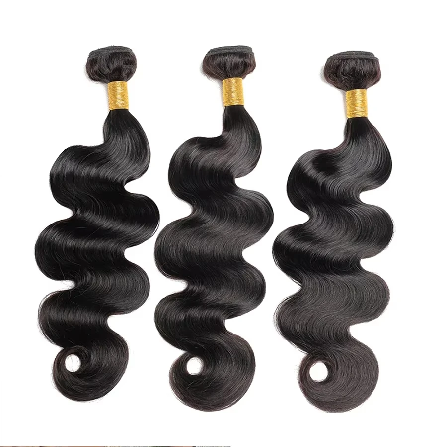 Mechones de cabello humano ondulado, 1/3/4 mechones, 100% cabello humano, Color negro Natural, mechones de tejido virgen brasileño, extensiones de cabello