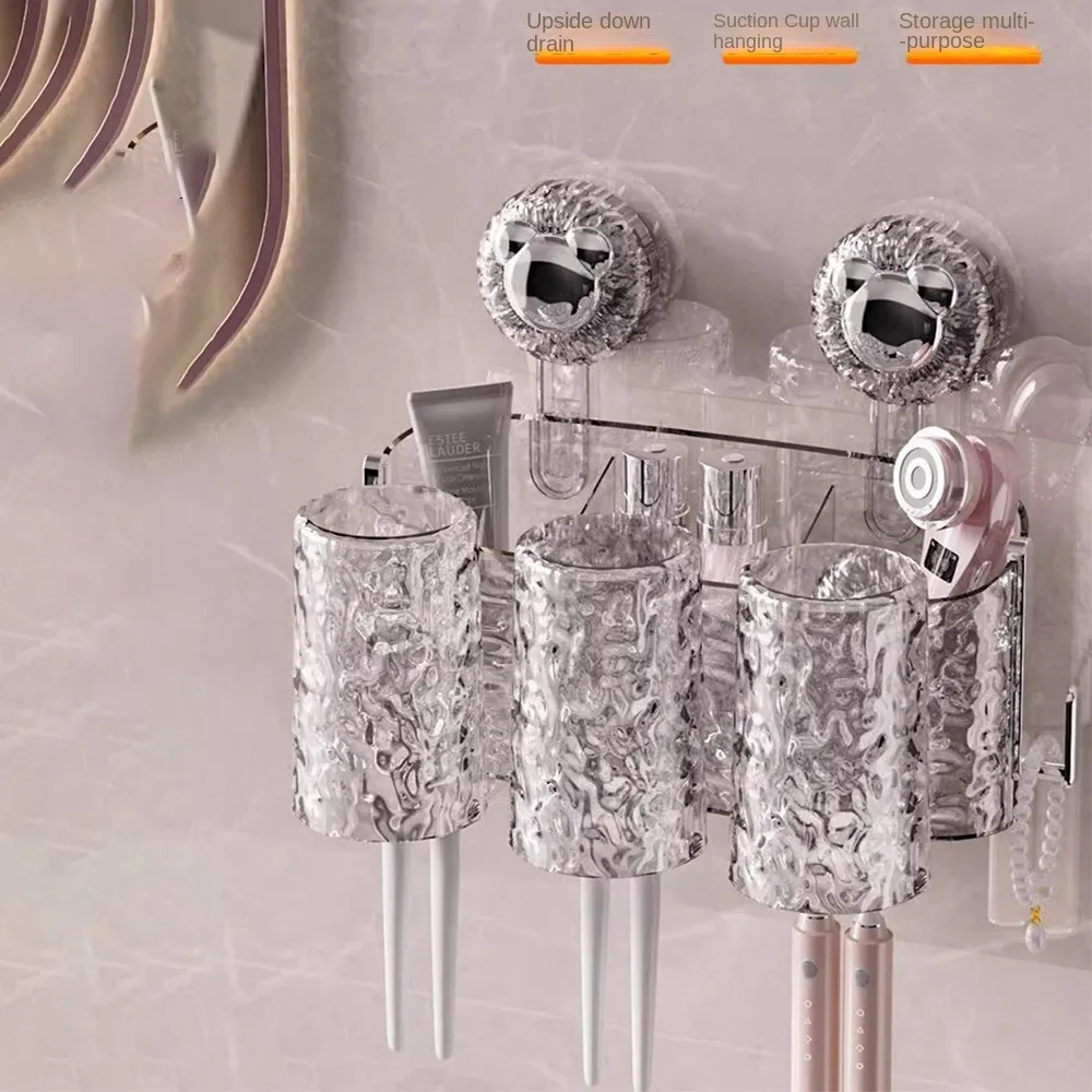 Transparante Kleur Tandenborstelhouder Badkamer Planken Aan De Muur Gemonteerde Tandenborstel Opbergplank Pet Zuignap Opbergrek