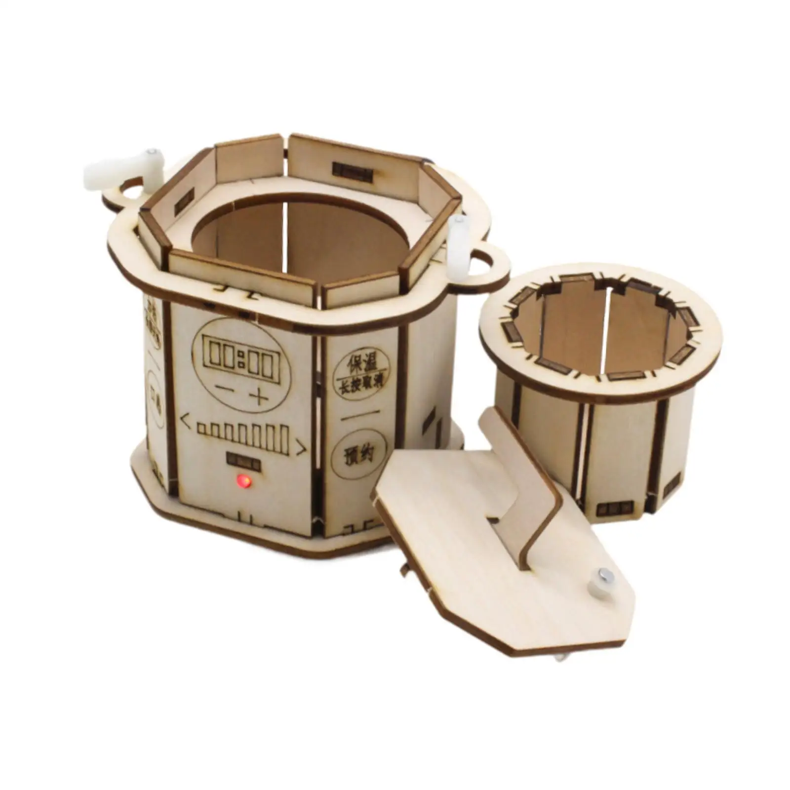 Wooden Building Block Kit Pressure Cooker Model DIY Puzzle Assembling Toy Practice Pretend Play Science Kit for Secondary