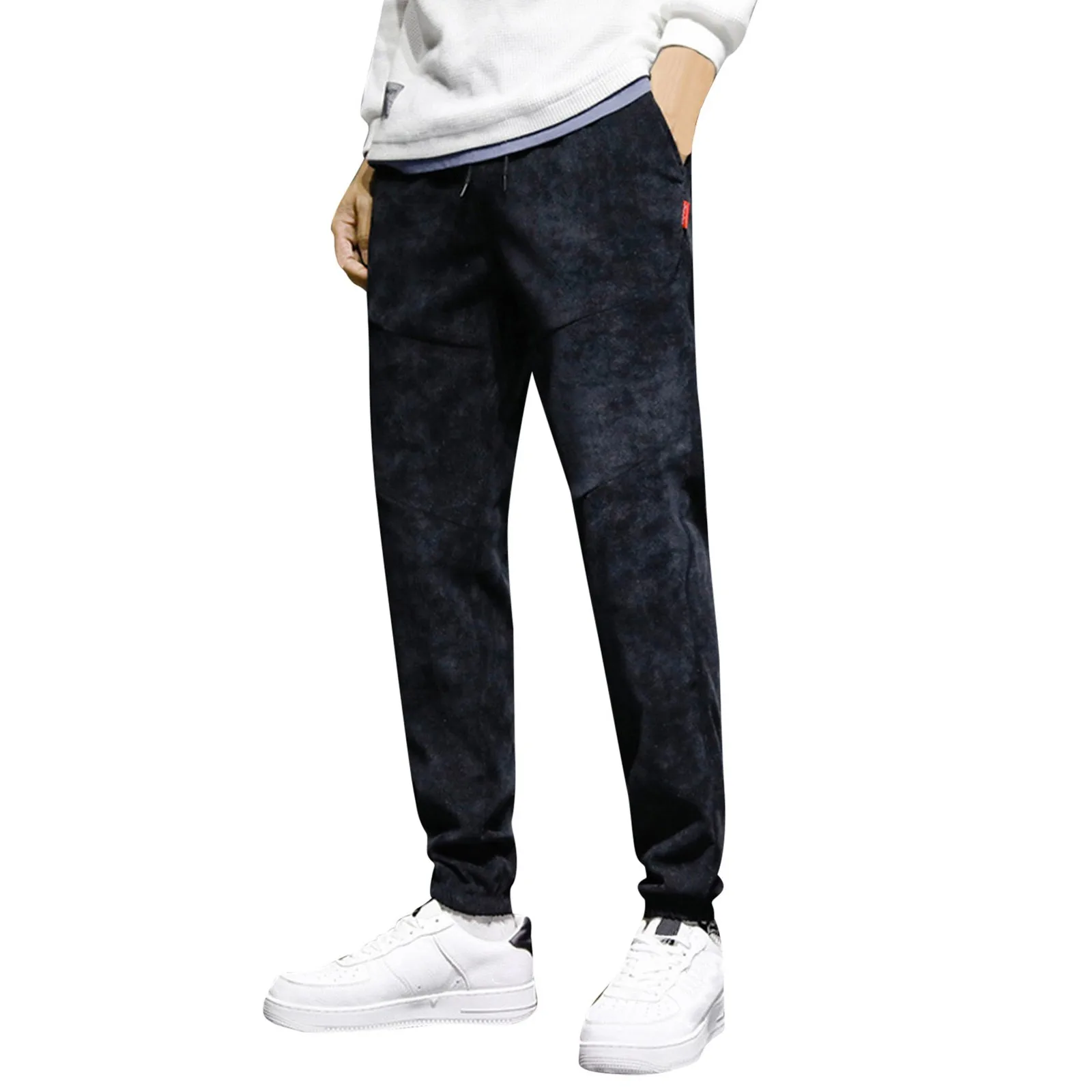 

Men Harem Pants Casual Solid Color Lace-up Track Cuff Workout Pants Pocket Vintage Outdoor Joggers Street Slacks