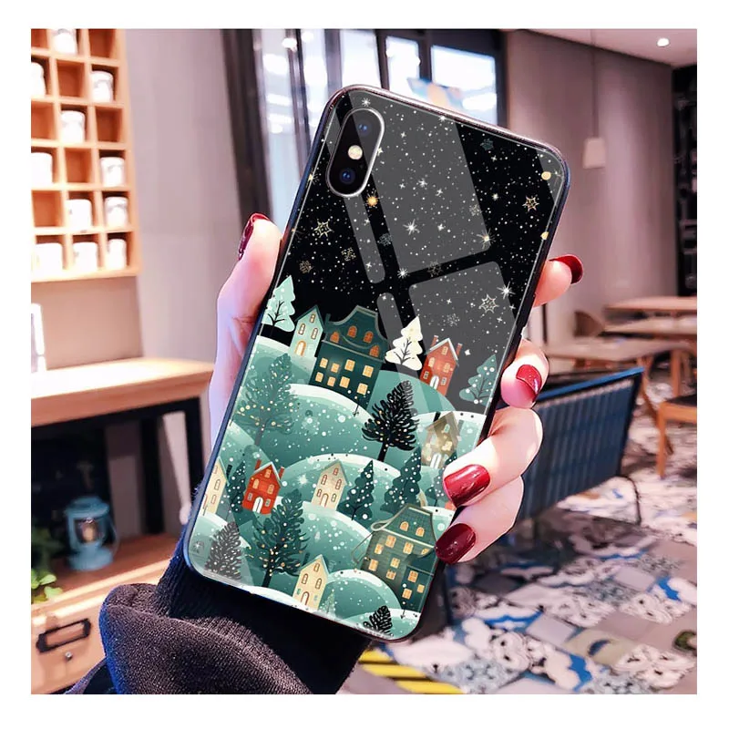 

Glass phone case For Samsung S26 S25 S24 S23 S22 Ultra S23 S22 S25 Plus S24 FE S26Edge Winter Christmas snowflake