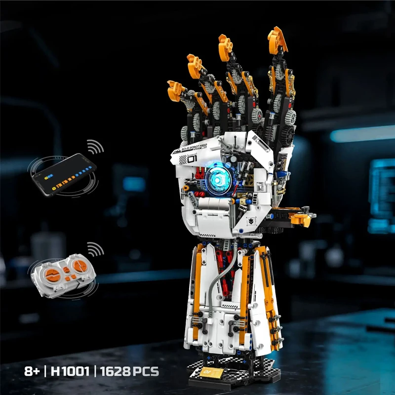 

Bionic Programming Mechanical Hand with Motor Building Blocks LED Energy Brick Model Kit Boys DIY Toy Adults Kid Gift 1628PCS