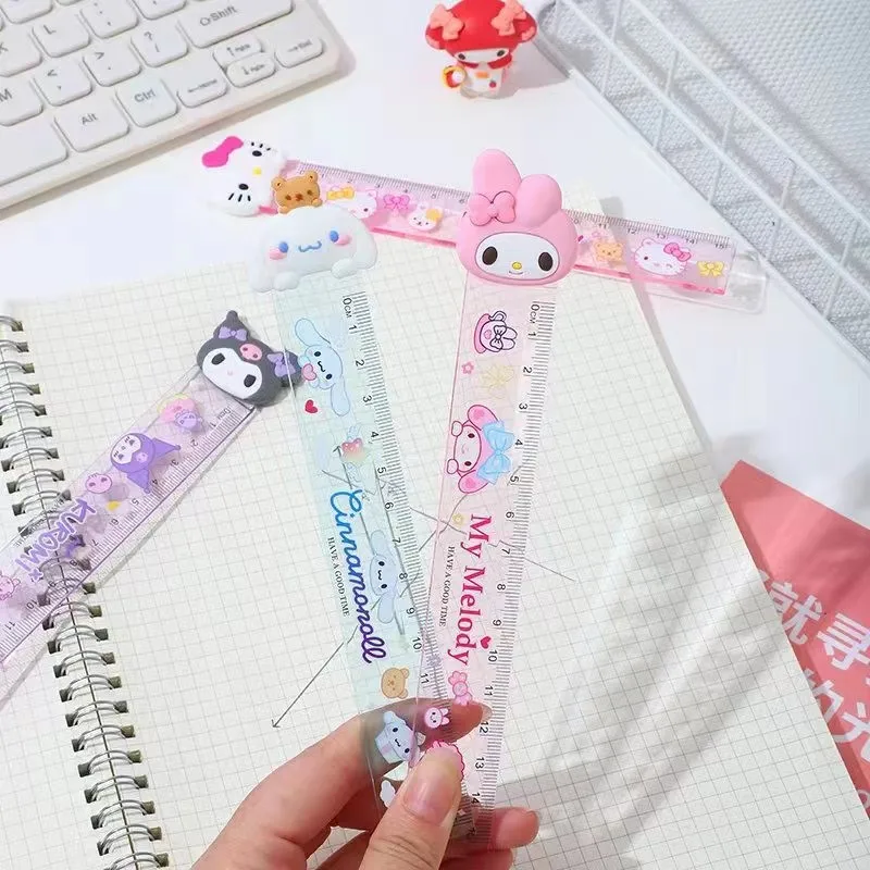 Sanrio Cartoon Hello Kitty segnalibro righelli My Melody Kuromi Creative Kawaii Student School Stationery Scale Supplies