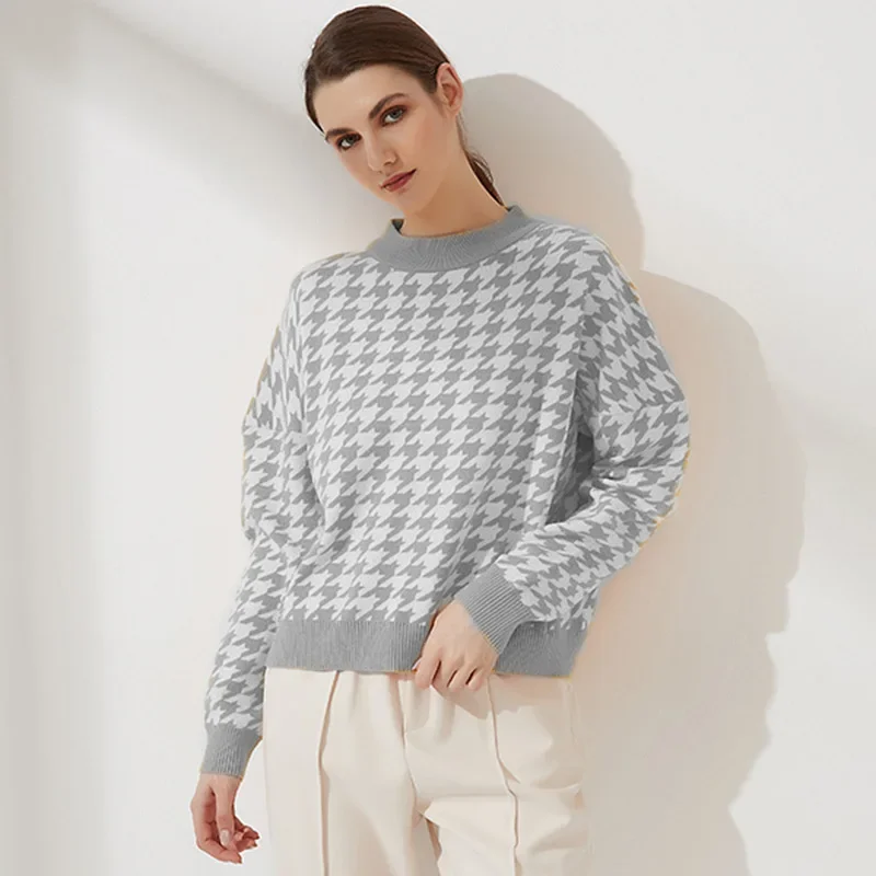 Maglione stile coreano donna pullover casual geometrico manica lunga maglia femminile Lady maglioni primavera inverno 2024 maglioni