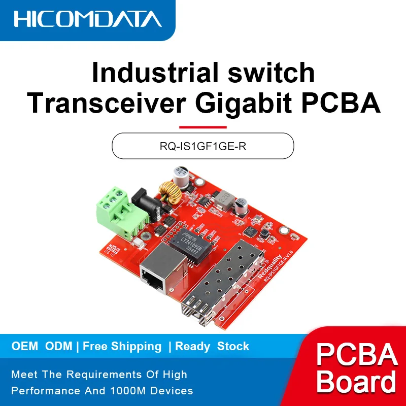 

Gigabit Industrial Ethernet Switch PCBA Board, with Soldered 1x9 20KM Module, Media Converter Circuit Board for CCTV IP Camera