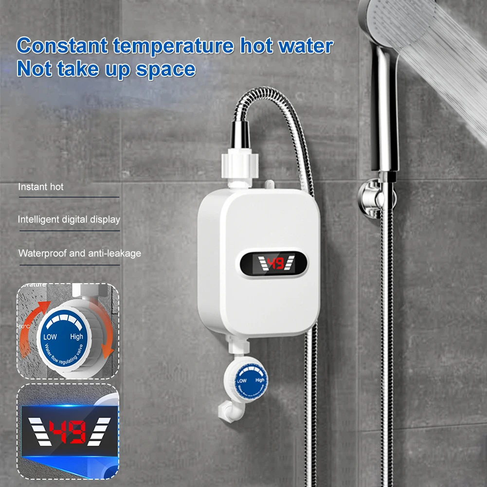 

3500W Mini Tankless LCD Digital Water Heater Instant Waterproof Hot Faucet Kitchen Heating Thermostat Intelligent Energy-save