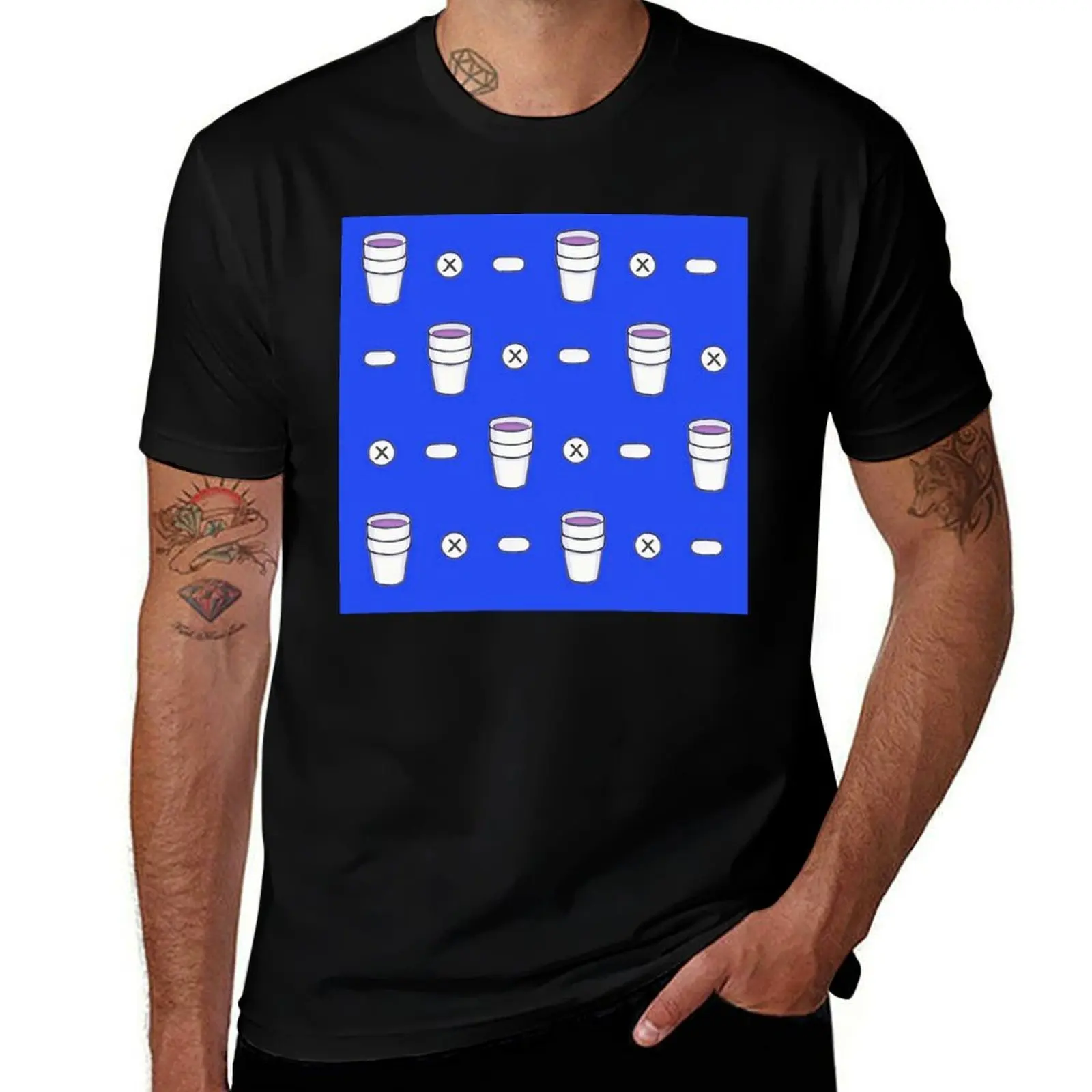 

Lean & Pills (Dark Blue) T-Shirt rapper graphic tees anime blanks oversized t shirt men
