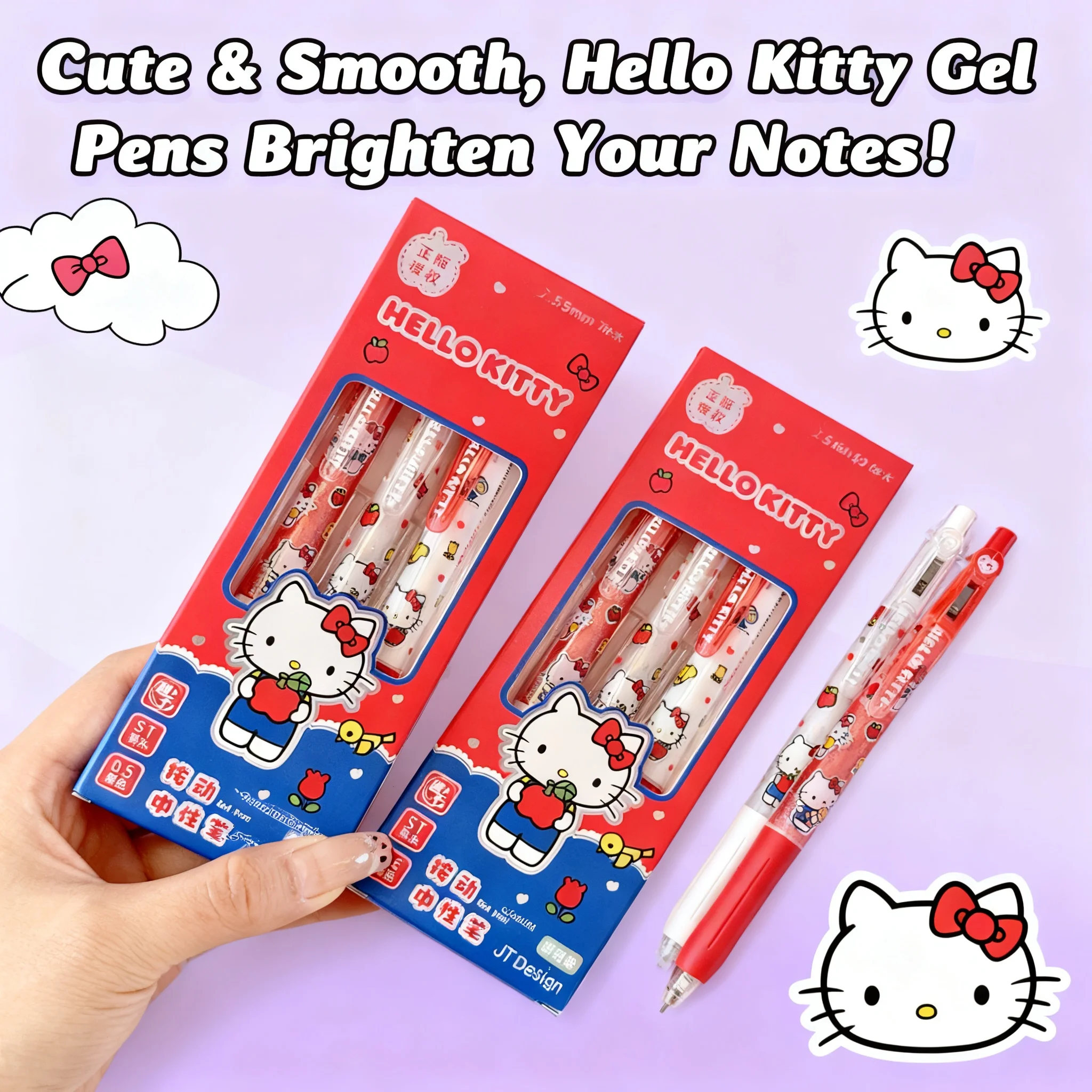 Hot deal: Genuine Sanrio Hello Kitty Cinnamoroll Kuromi 0.5mm Gel Pens 3Pcs Set Cute Kawaii Black Pen for School Student Office