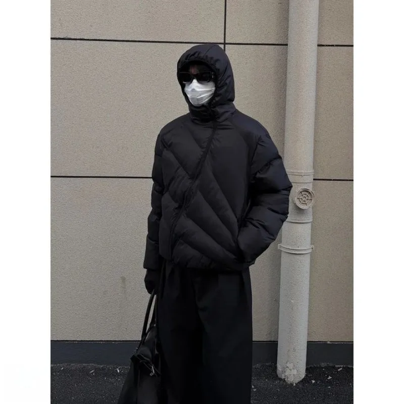 

Радиационная черная хлопковая одежда на молнии с ребрами для мужчин и женщин, ветрозащитное теплое зимнее деконструкционное американское хлопковое пальто с капюшоном, плотное пальто