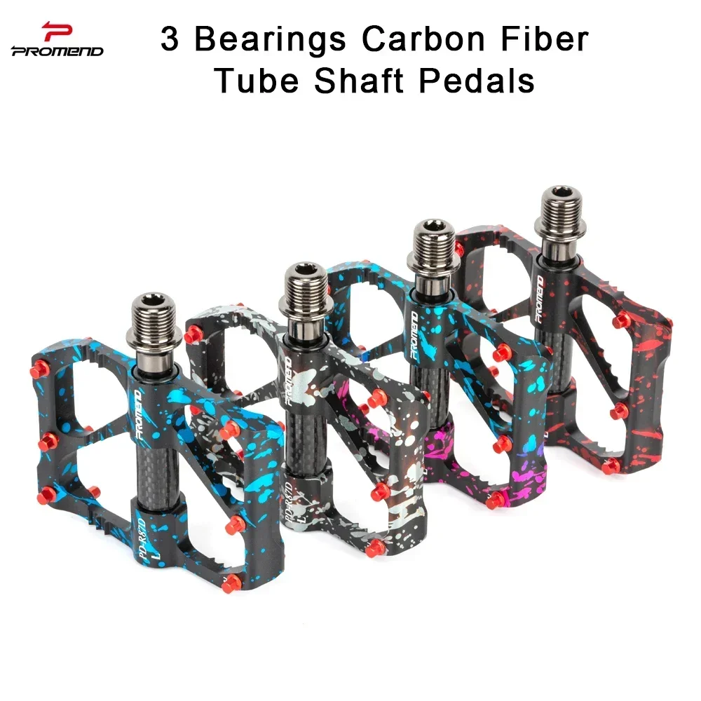 

PROMEND MTB Pedals Ultra-light 3 Bearings Pedal Road Bike Splashed Colorful Carbon Fiber Axle Tube Pedal Bicycle Accessories