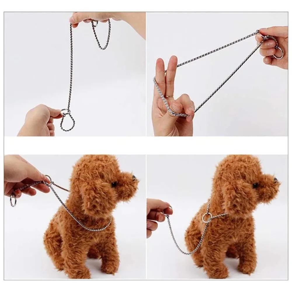 Robustes Hundehalsband mit P-Kette, Schlangenmuster, Verchromt, Rostfrei, Hundetrainingshalsband für Kleine und Große Hunde, Schwarz/Gold – Detail 4
