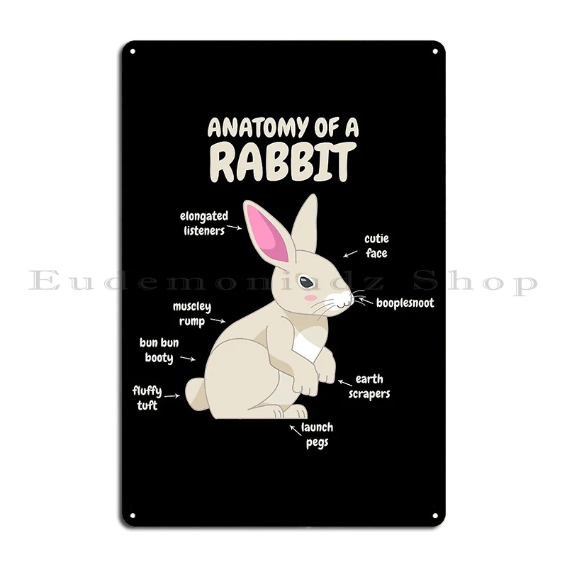 Anatomy Of A Rabbit Cute Bunny Animal Joke Metal Signs Custom Pub Wall Mural Create Mural Tin Sign Poster