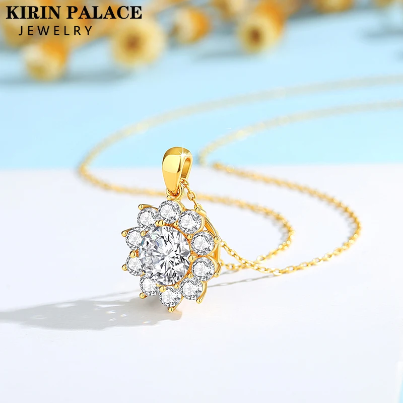 

AU750 Original Design 100% 18K Gold Pendant 0.5ct 1ct 2ct Moissanite Necklaces for Women Anniversary Party Gift High Jewelry