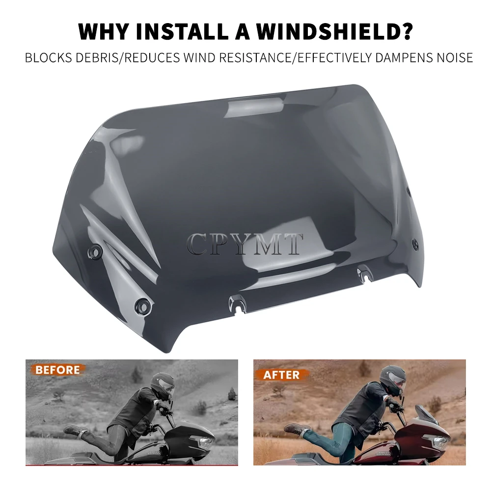 

Новое ветровое стекло для мотоцикла Harley Road Glide FLTRX FLTRXSE FLTRXSTSE 2023 2024+ 11.5'' из ABS-пластика