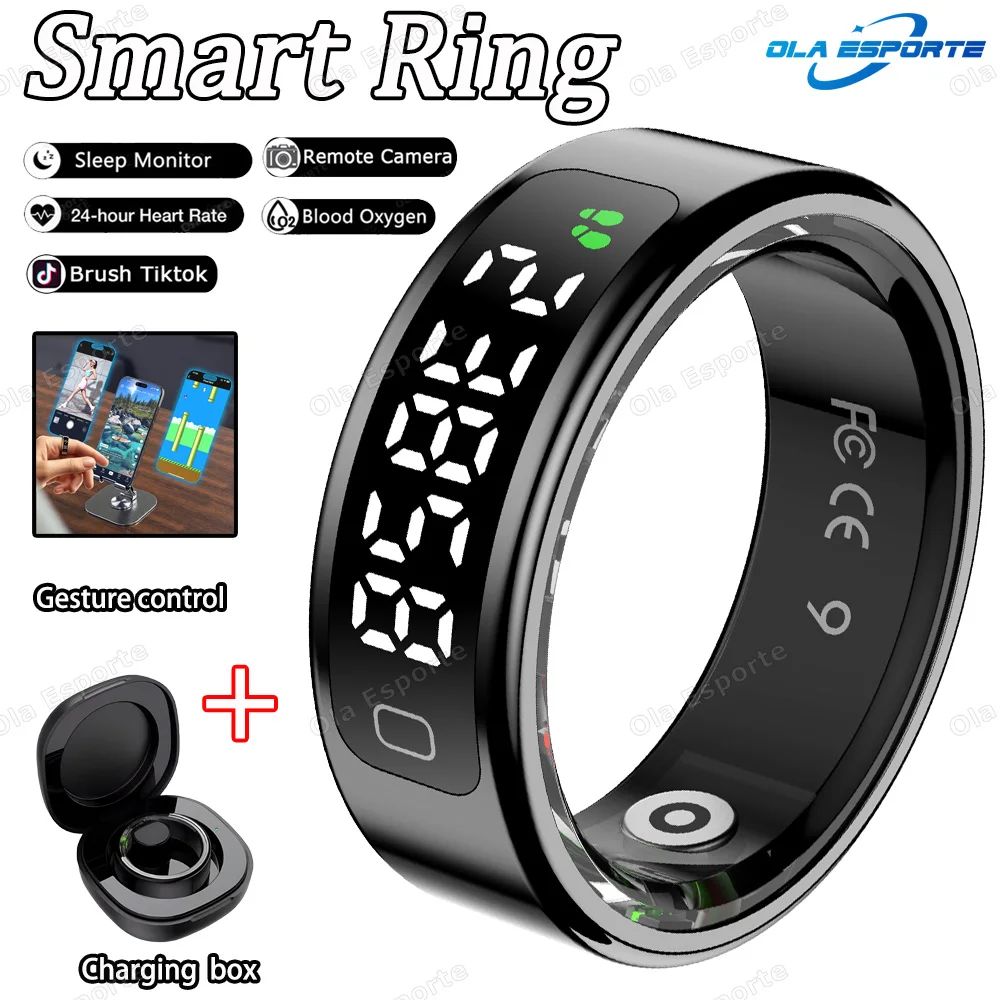 2026 Neue Videosteuerung GPS Motion Smart Ring LED-Anzeige Herzfrequenz Blutsauerstoff-Smartring IP68 & 5ATM Wasserdichter Sport-Smartring