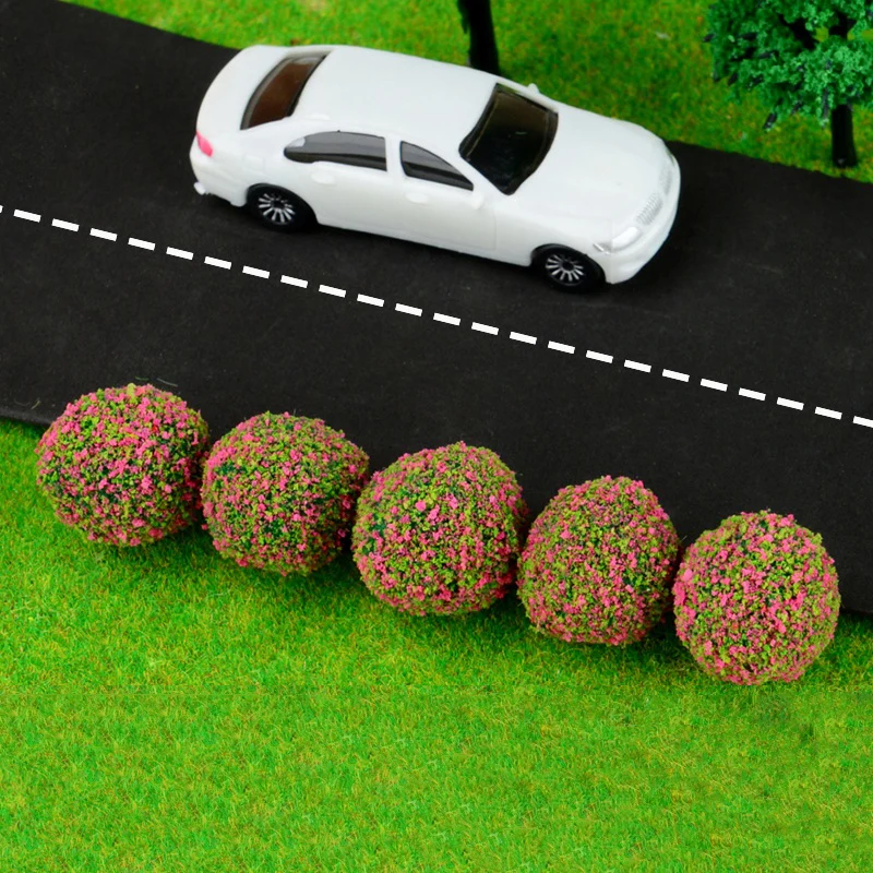 5Pcs Micro Landscape Simulated Round Shrub Mini Grass Tufts Artificial Flower Grass Cluster Static Scenery Model War-game Layout