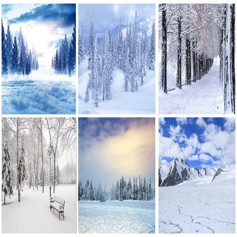 Photorealistic Fabric Photography Backdrops Prop Snow scene Photography Background  2021112XJ-02
