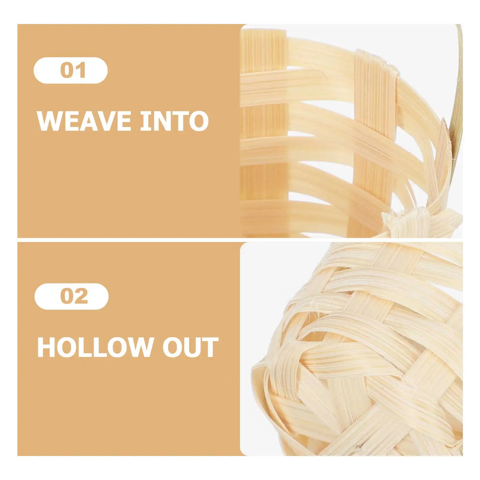 

6pcs Bamboo Easter Egg Basket Handmade Woven Storage Container For Flowers Small Items Portable Desktop Organizer Home