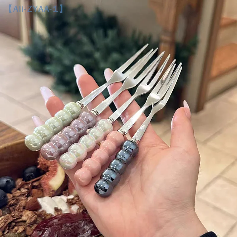 

【ZYAA-1】3 шт., вилка для ужина из нержавеющей стали, набор настольных вилок с длинной ручкой, корейские столовые приборы, четыре зубца, салат, десерт, фруктовые вилки, кухня