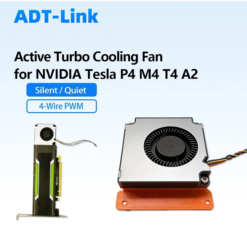 For P4 M4 T4 A2 GPU Graphics Card Modification Active Turbo Cooling Fan Mute 4-wire PWM