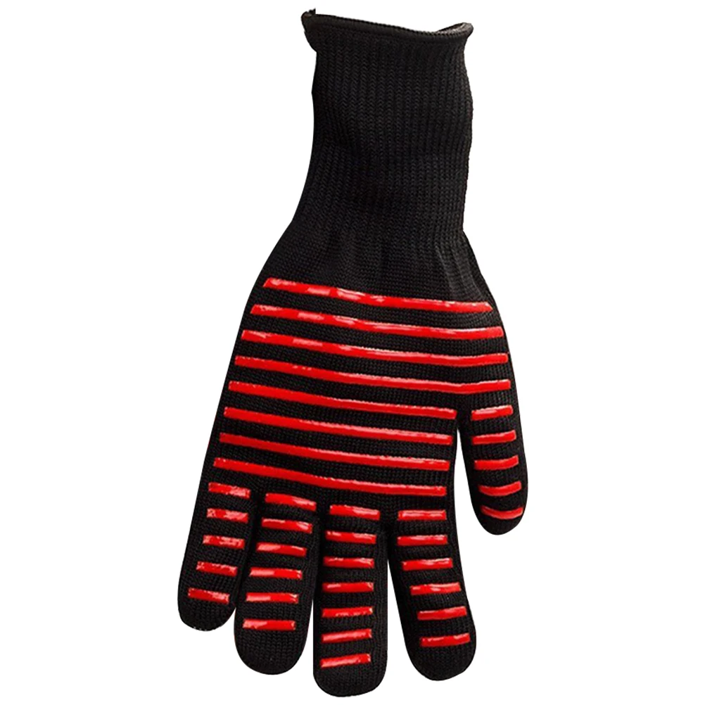 

High Temperature Resistant Gloves BBQ Mitts Oven Grill Heat Proof Baking Glove Long Cuff Kitchen Cooking Smoker Portable Design