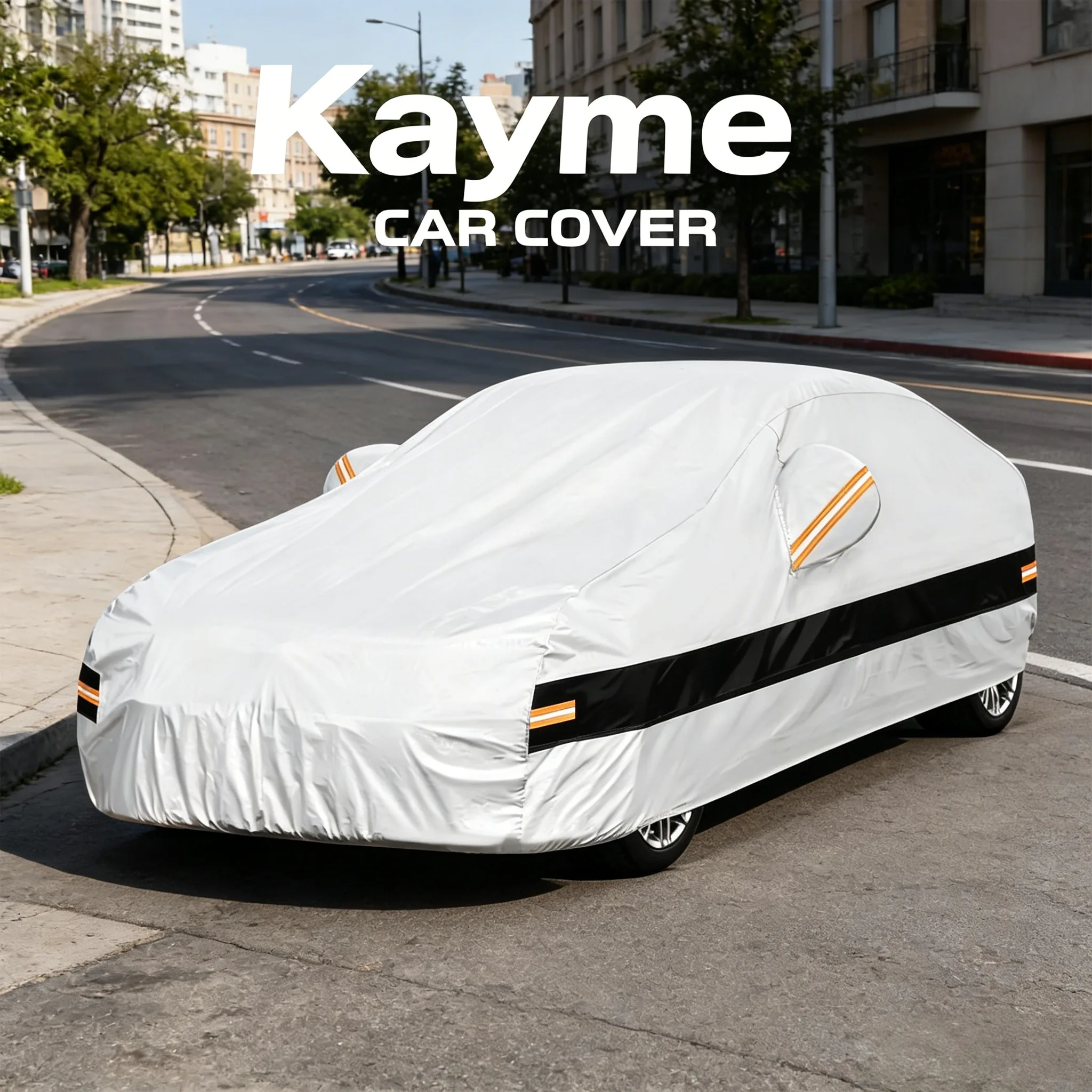 

Kayme 10 Layer Car Cover Waterproof All Weather for Automobiles 100% Waterproof Outdoor Car Covers Rain Snow UV Dust Protection