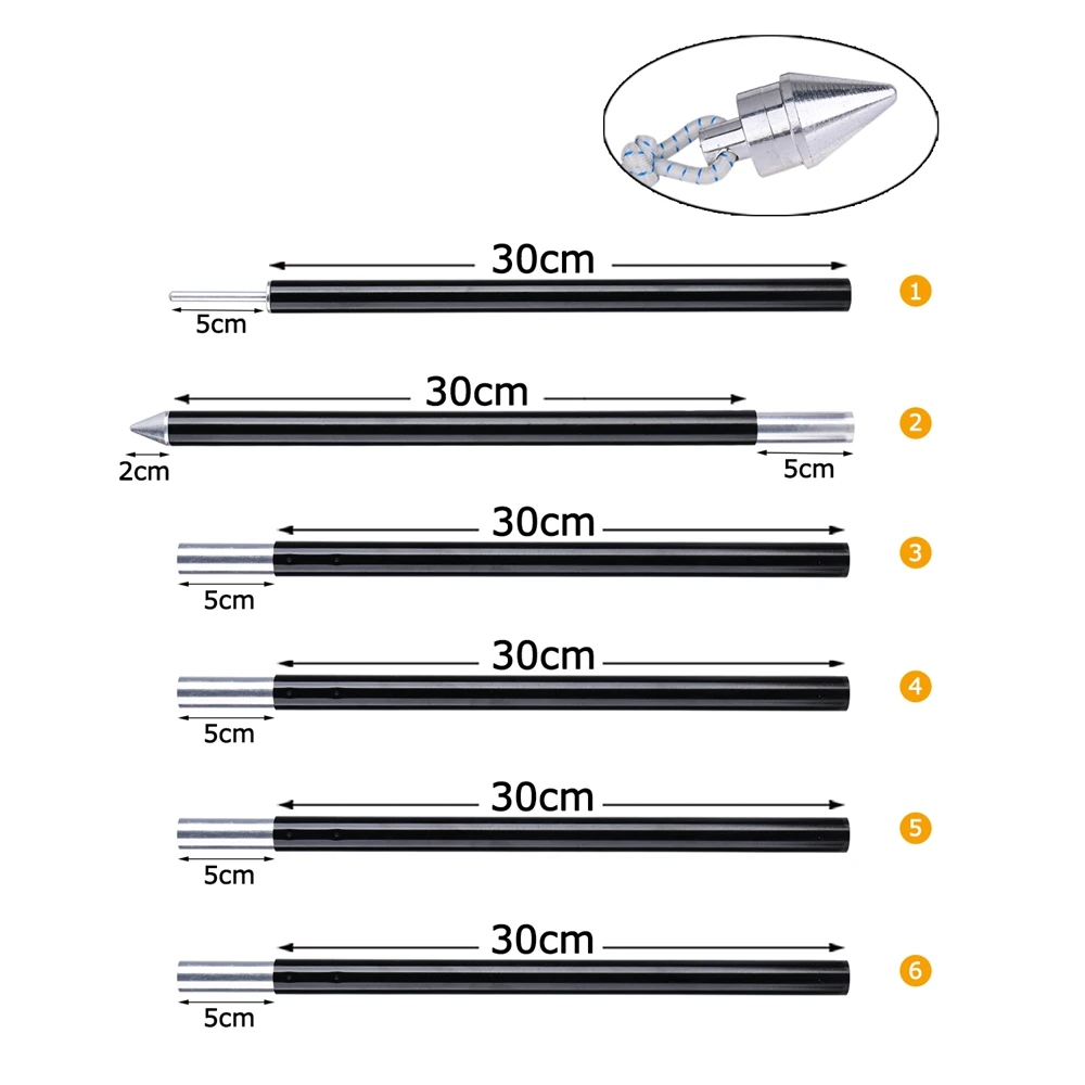 Goture เสาเต็นท์น้ำหนักเบา1คู่12ส่วน1.8เมตรเสาเต็นท์อลูมิเนียมผ้าใบกันน้ำ7705อุปกรณ์เสริมเสาเต็นท์พร้อมกระเป๋าสำหรับการตั้งแคมป์กลางแจ้ง