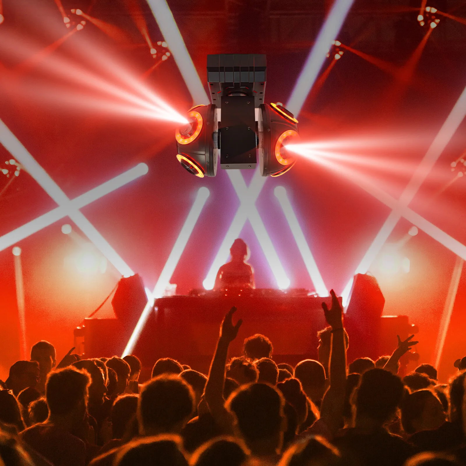 

Светильник с подвижной головкой мощностью 150 Вт, светодиод RGBW 8x15 Вт с голосовым управлением DMX512, 540 ° Горизонтальное вращение для освещения мероприятий Party Club DJ