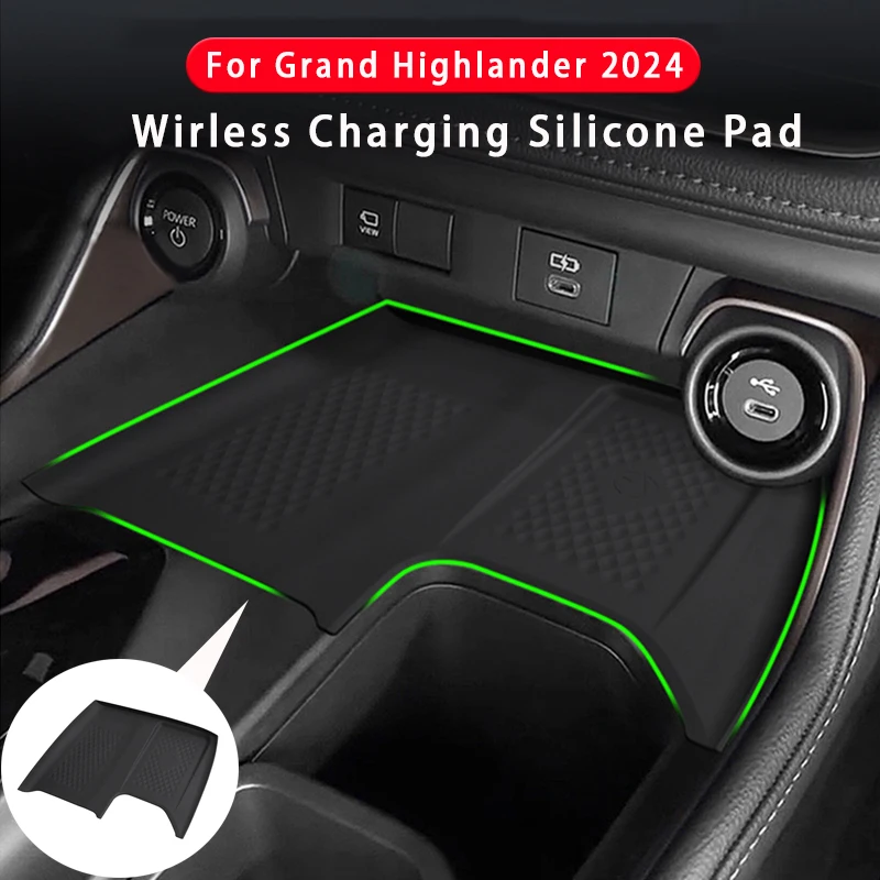 

For 24 Types TOYOTA Grand Highlander Wireless Charging Silicone Pad Central Storage Pad Non-slip Car Interior Accessories
