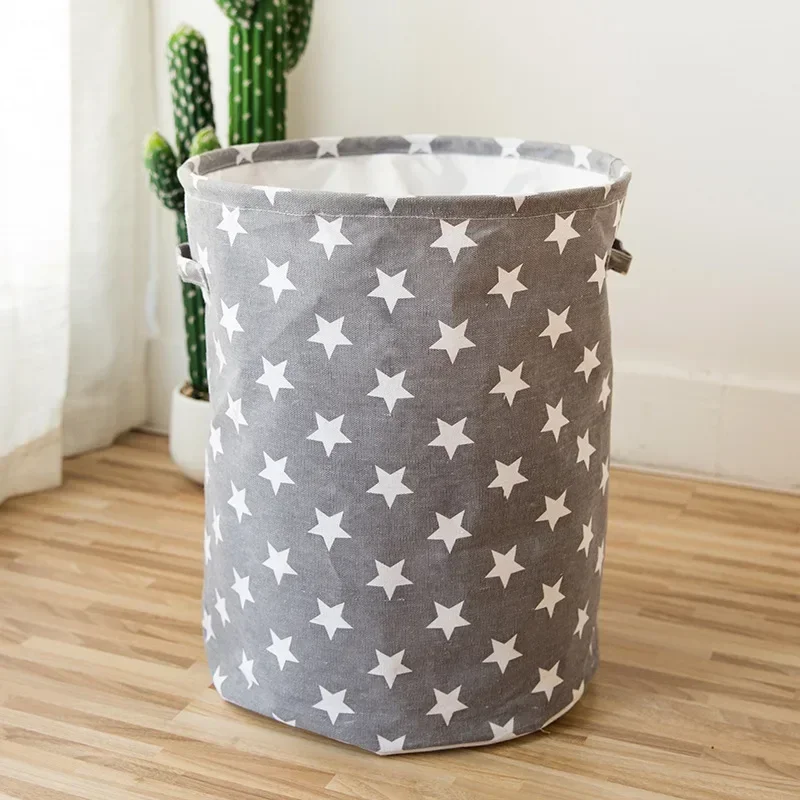 

Cotton Linen Collapsible Storage Bucket Bag for Toys and Dirty Clothes Organizer Foldable Household Laundry Basket 35*45cm