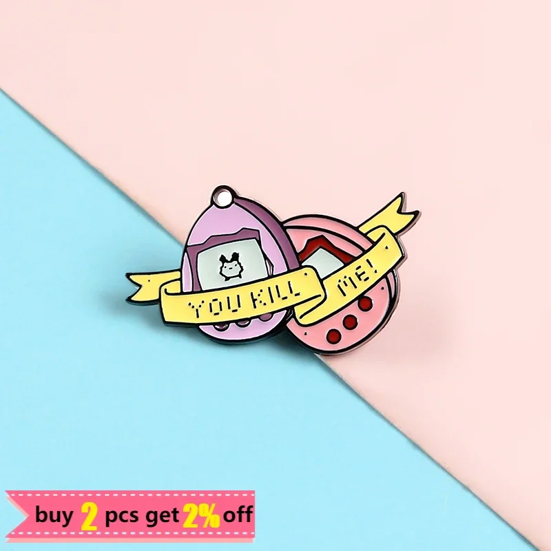 YOU KILL ME! Enamel Pins Custom Gashapon Brooches Lapel Pin Shirt Bag Game Badges Vintage Cartoon Old-School Jewelry Gift Kids