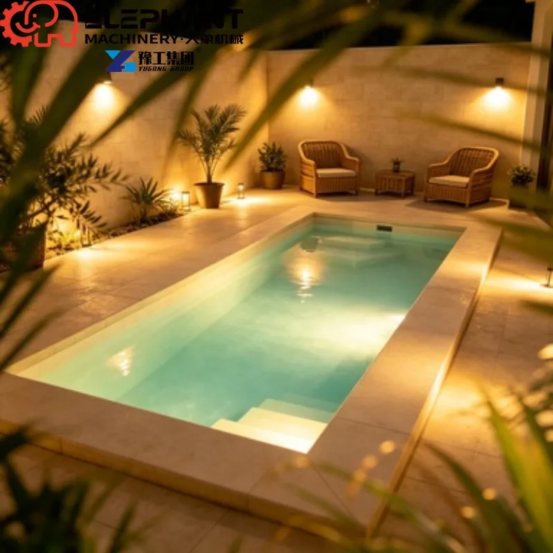 Fiberglass Deep Shape Swimming Pool Shell, Family Leisure Pool Equipped With Waterfall And Pool Grating
