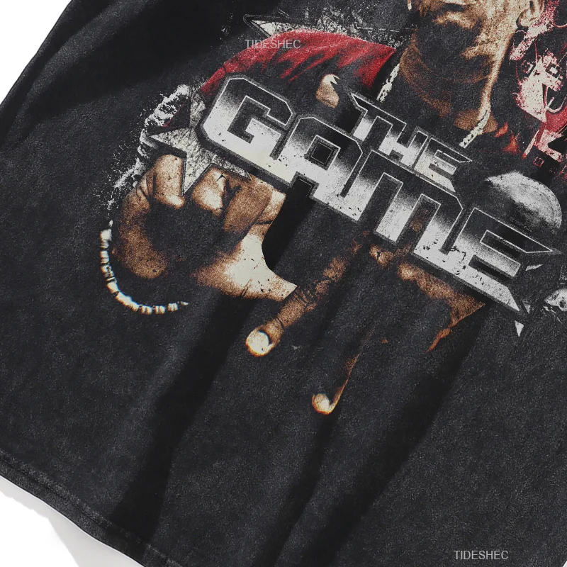 T Shirt Streetwear Hip Hop Black man in a red hat Graphic Print Punk Gothic Washed Tshirt Harajuku Fashion Casual Tee Tops