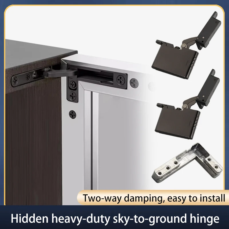 Hydraulic Damping Buffering Hinge Aluminum Frame Glass Door Hinge Hidden Cabinet Door Heavy Duty Floor Hinge for Wooden Door