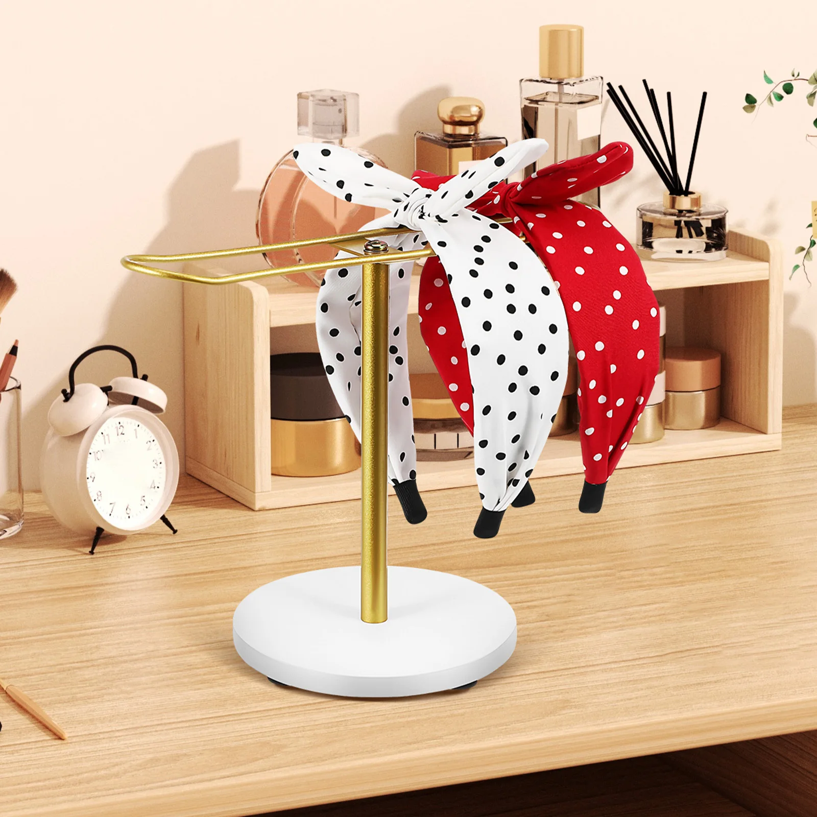 

Headband Organizer Stand Desktop T Shaped Hair Accessories Storage Rack Stylish Hairband Display for Vanity Bathroom Bedroom