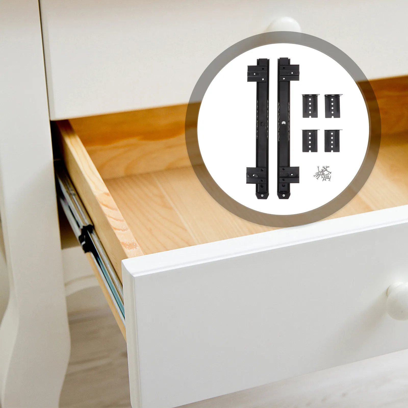 

2 шт. стальные двухсекционные направляющие для ящиков, плавные и бесшумные, усиленные, для кухонных шкафов, гардеробов и выдвижных ящиков