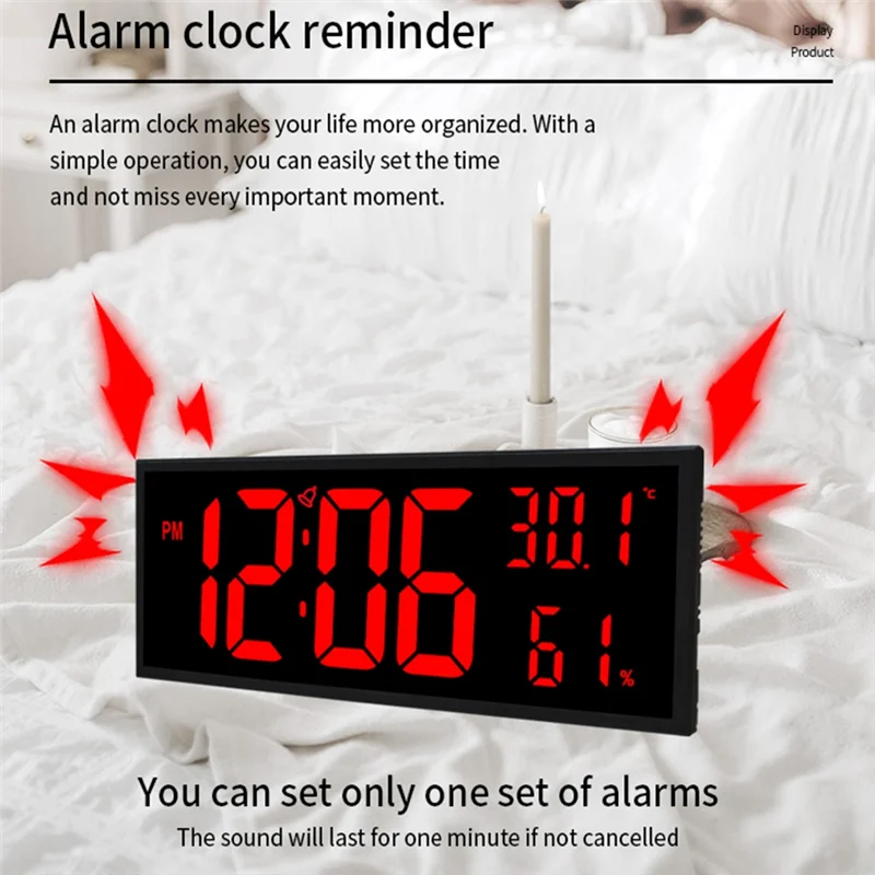 Super Large Screen Wall-Mounted Clock, BIG BOWL Design, Living Room LED Digital Clock,Hanging Stand For Home Decor